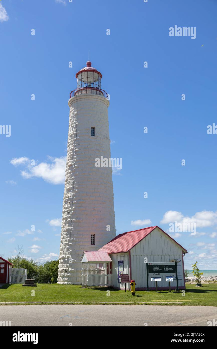 Point Clark Lighthouse Built In 1859 On The Shores Of Lake Huron Ontario Canada A Stone Built Great Lakes Lighthouse A National Historic Site of Canad Stock Photo