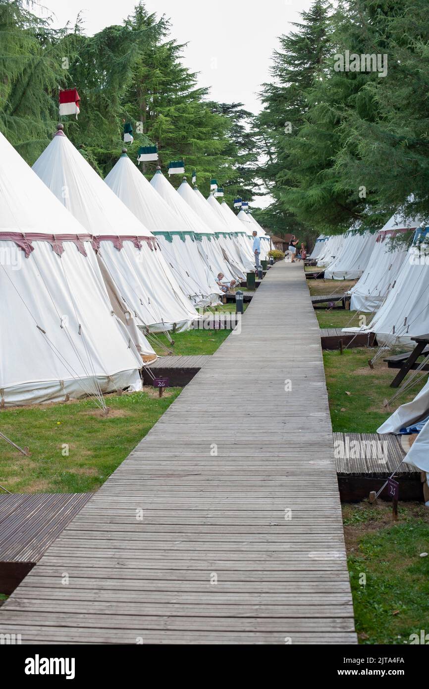 Glamping Warwick Castle Warwick, Warwickshire Stock Photo