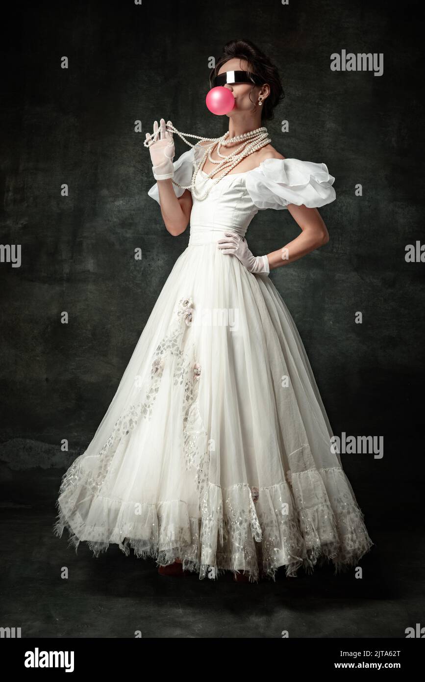 Youth style. Young pretty woman as medieval renaissance style lady ...