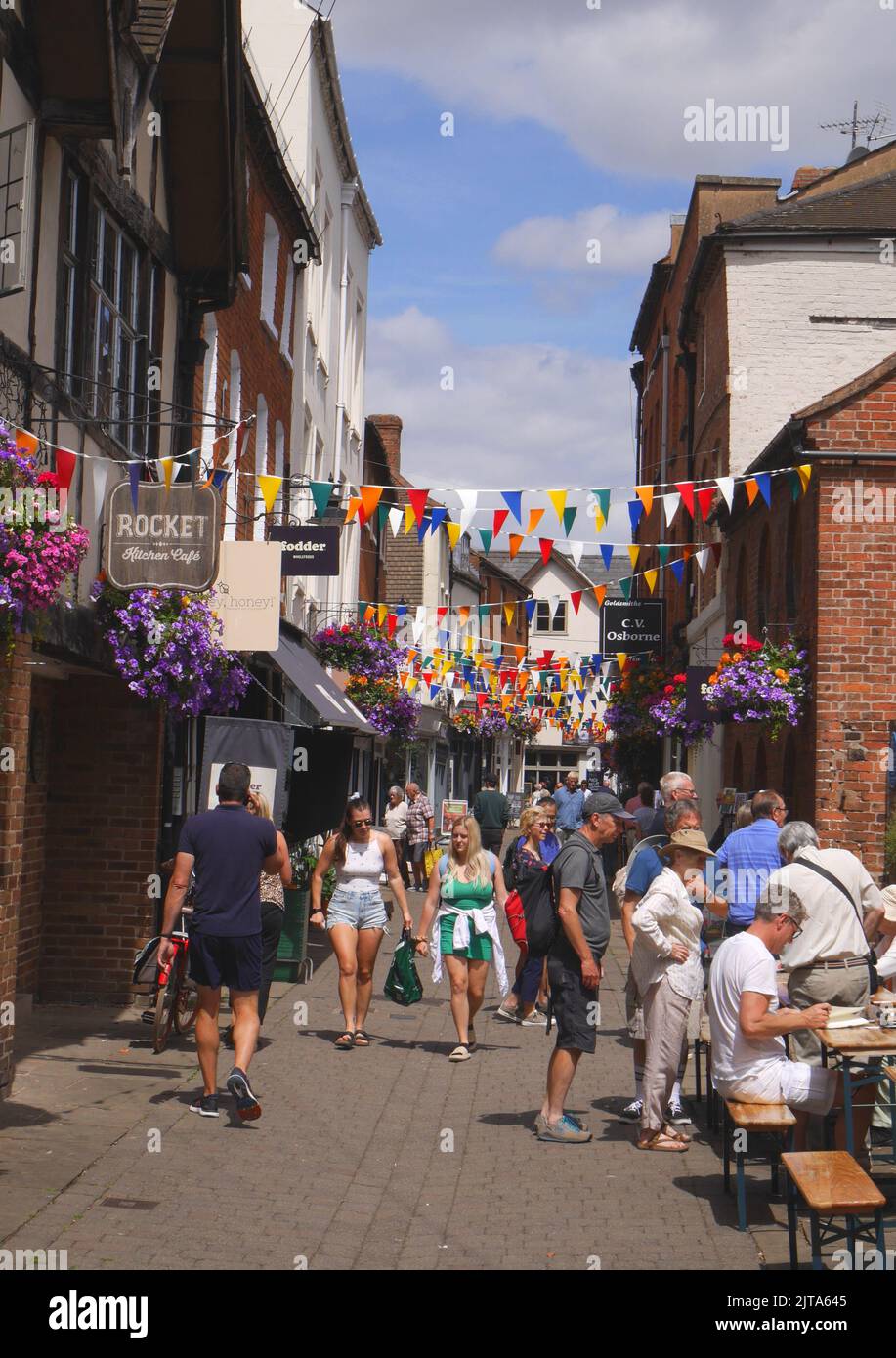 Church Street, Hereford, England, busy with tourists on a summer day Stock Photo