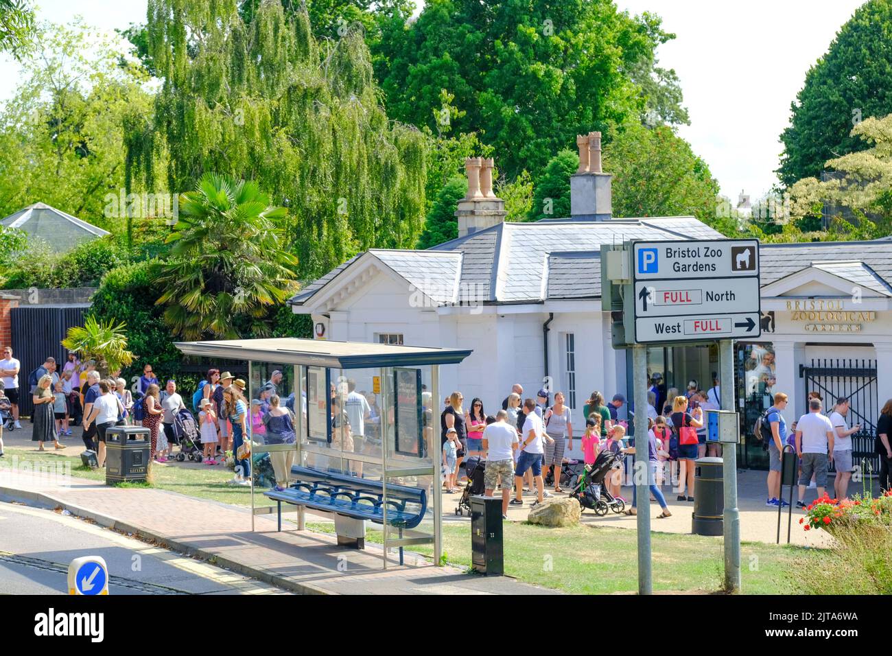 Bristol, UK. 29th Aug, 2020. Big crowd waiting to get into Bristol Zoo. The Zoo is closing its Clifton site on Sept 3rd, so after 186 years, this is the last Bank Holiday trip to the Zoo's Clifton site. The Zoo has taken the difficult decision to transfer to its South Gloucester site “Wild Place” to safeguard the future of its conservation work. Credit: JMF News/Alamy Live News Stock Photo