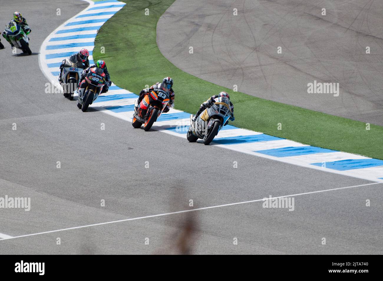 A beautiful shot of bikers at the Portuguese motorcycle Grand Prix in