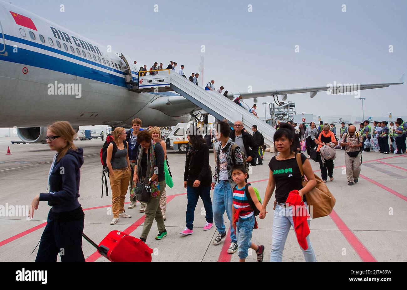 China, Air China plane at the airport of Beijing. Stock Photo