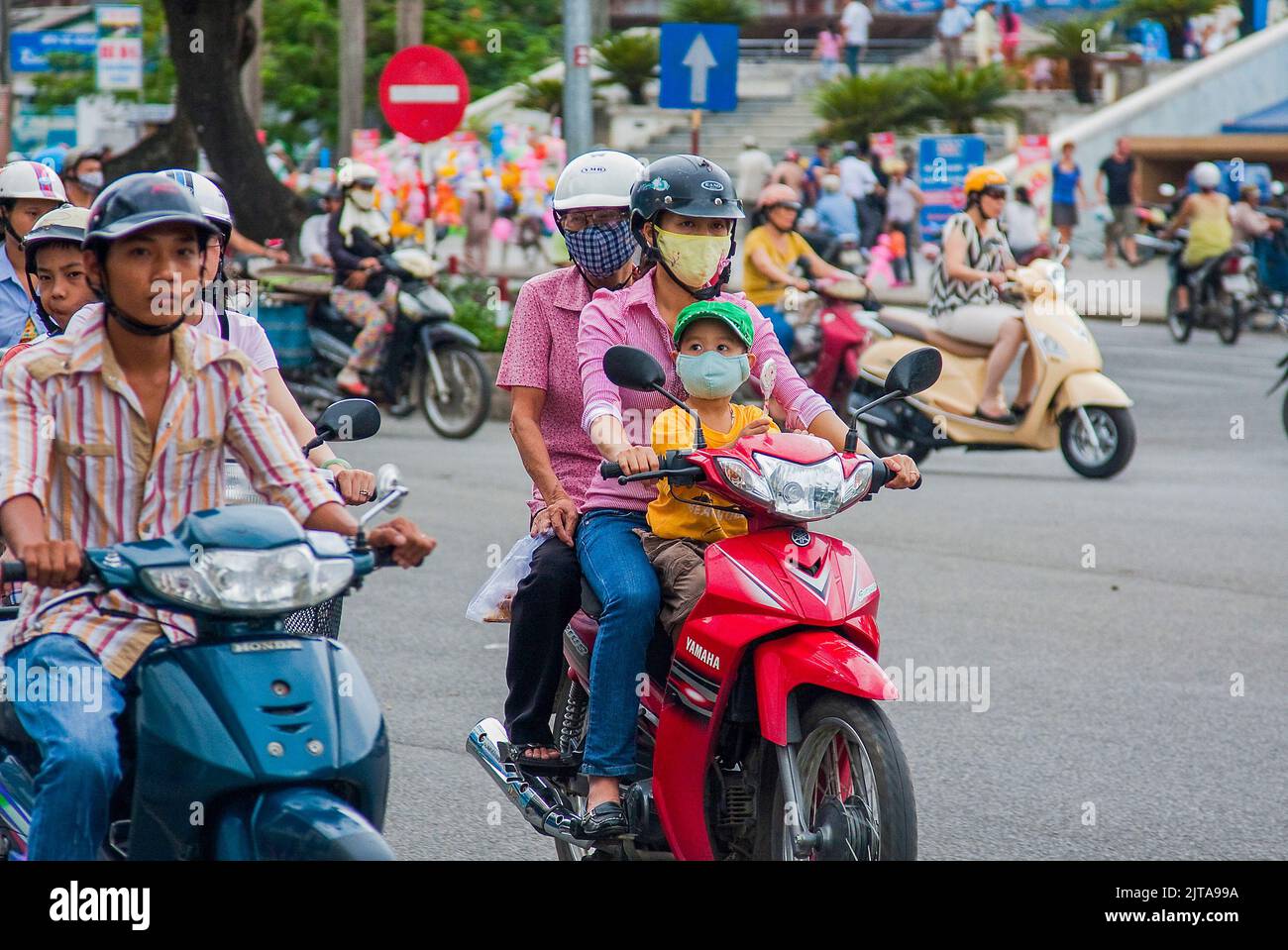 Vietnam, Hue Mopeds in the streets of the city Stock Photo