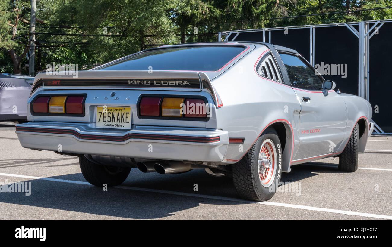 ROYAL OAK, MI/USA - AUGUST 18, 2022: A 1978 SVT Ford Mustang II King Cobra car at the Ford exhibit on the Woodward Dream Cruise route. Stock Photo