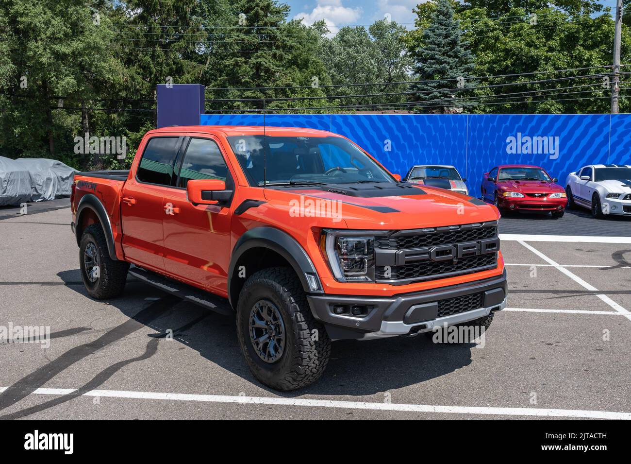 ROYAL OAK, MI/USA - AUGUST 19, 2022: A 2022 Ford F-150 Raptor truck at the Ford exhibit on the Woodward Dream Cruise route. Stock Photo