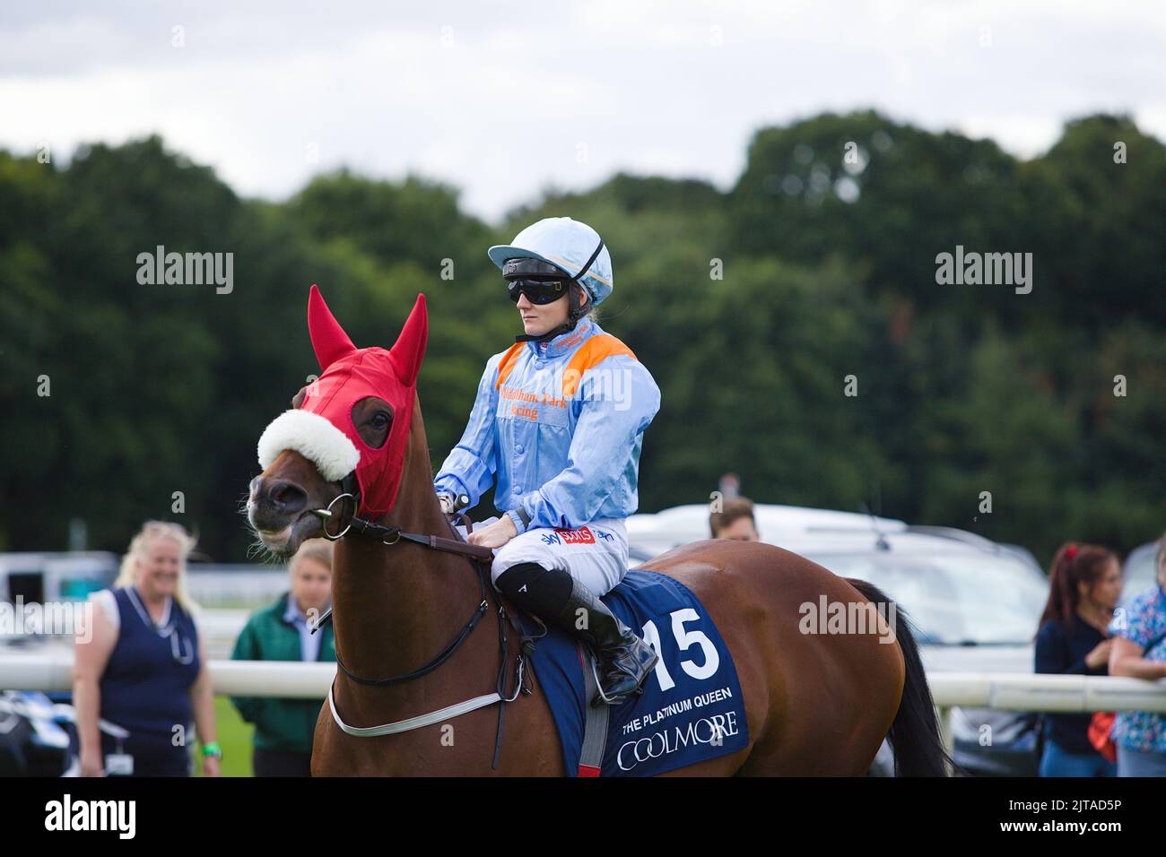 Jockey Hollie Doyle riding The Platinum Queen at York Races Ebor Festival. Stock Photo