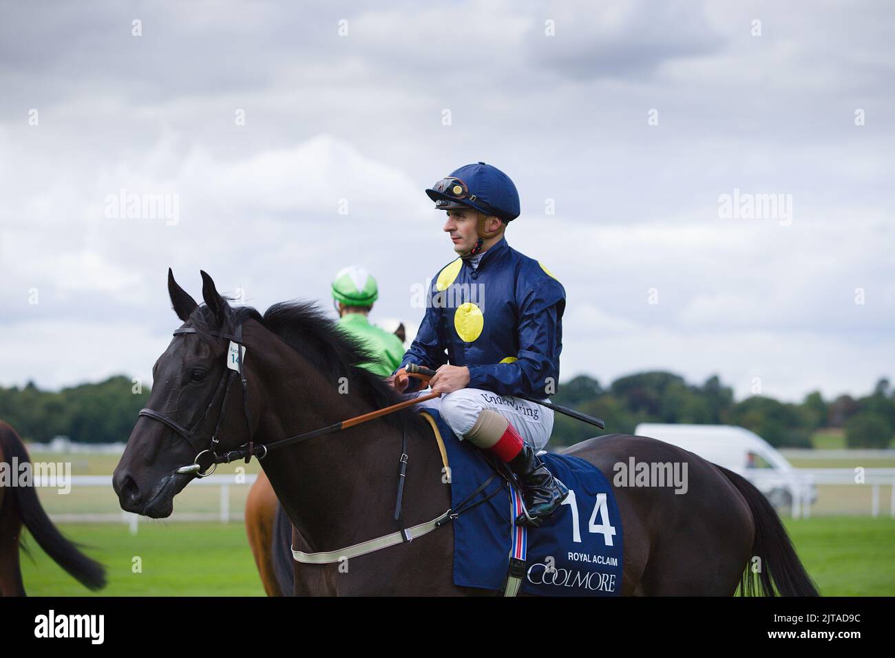 Jockey Andrea Atzenti on Royal Aclaim at York Races. Stock Photo