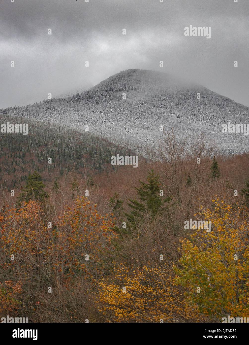 A mountain covered with snow in late fall in New Hampshire, England