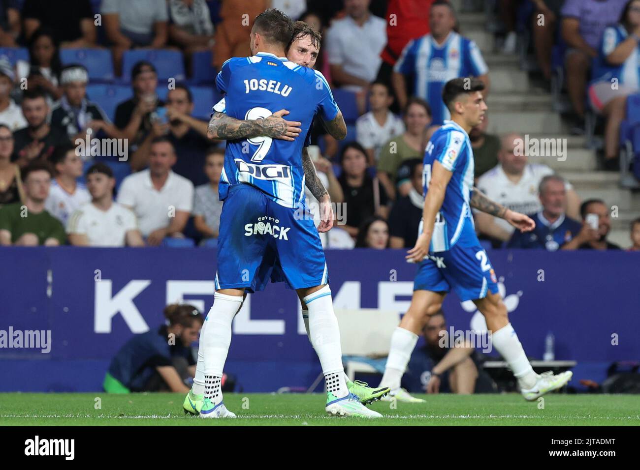 Cornella, Spain. 28/08/2022, Joselu of RCD Espanyol celebrate a goal during  the Liga match between RCD Espanyol and Real Madrid at RCDE Stadium in  Cornella, Spain Stock Photo - Alamy