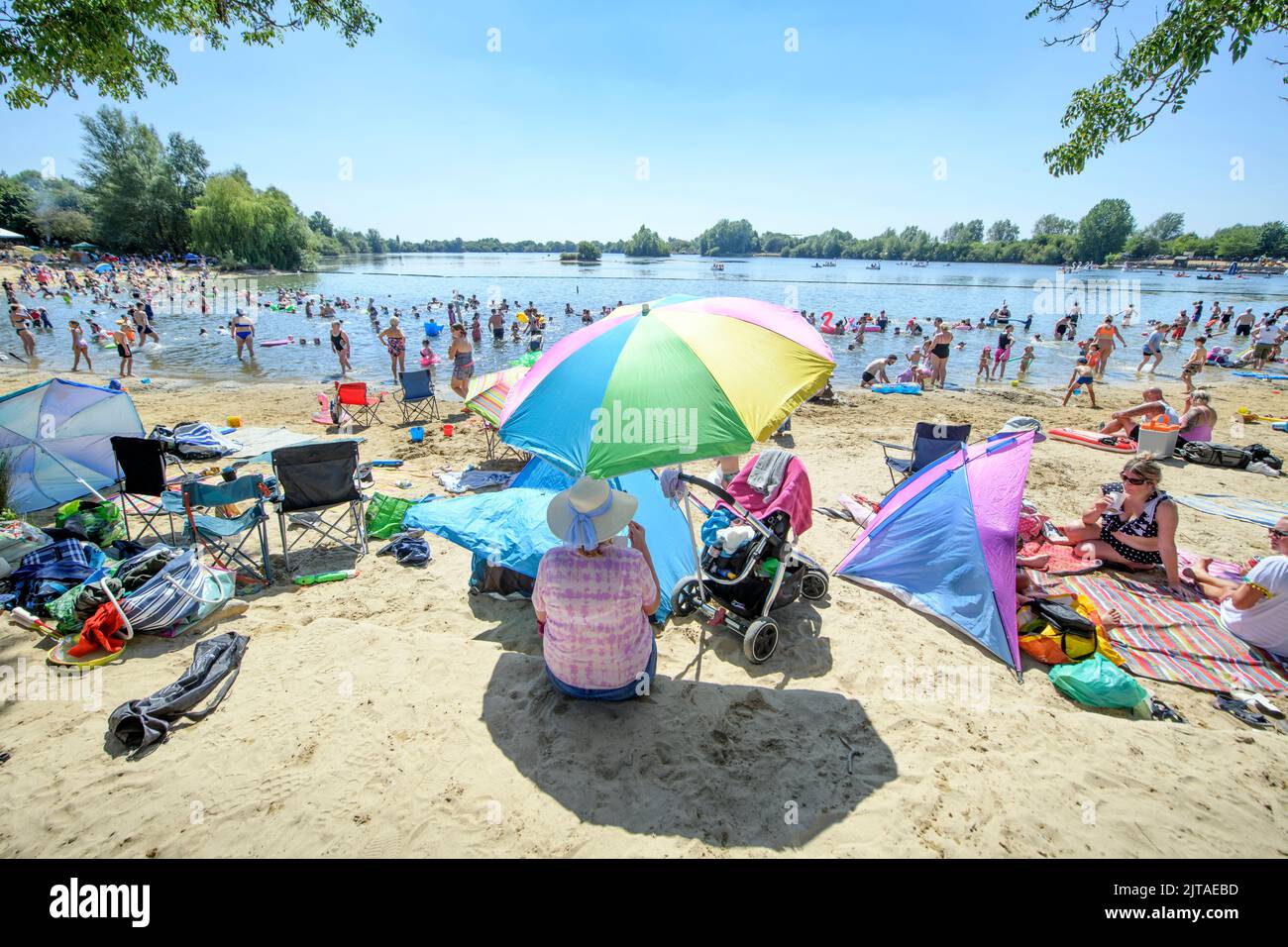 The Cotswold Water Park near Cirencester, Gloucestershire during the 2022 heatwave.holiday season Stock Photo