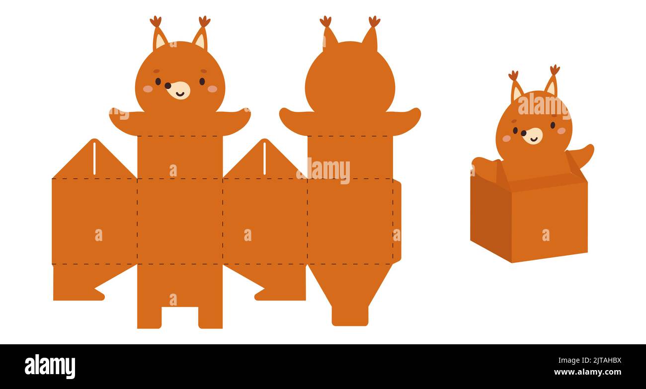 Simple packaging favor box squirrel design for sweets, candies, small presents. Party package