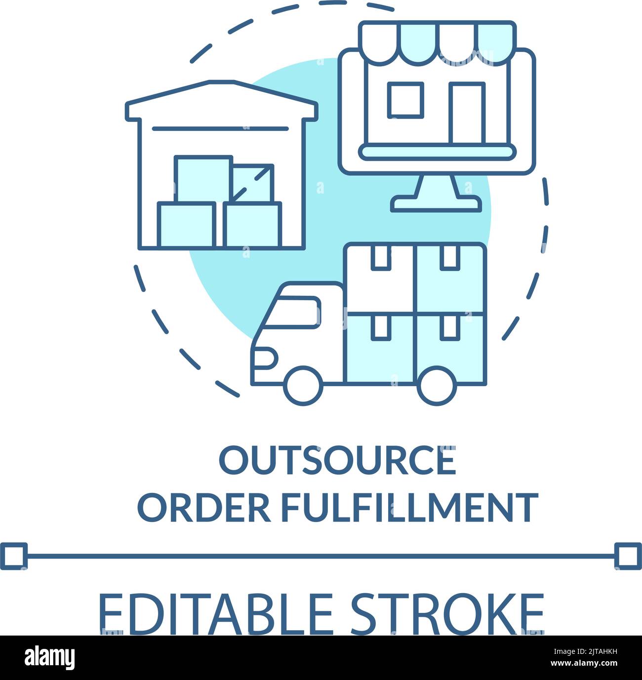 Outsource order fulfillment turquoise concept icon Stock Vector
