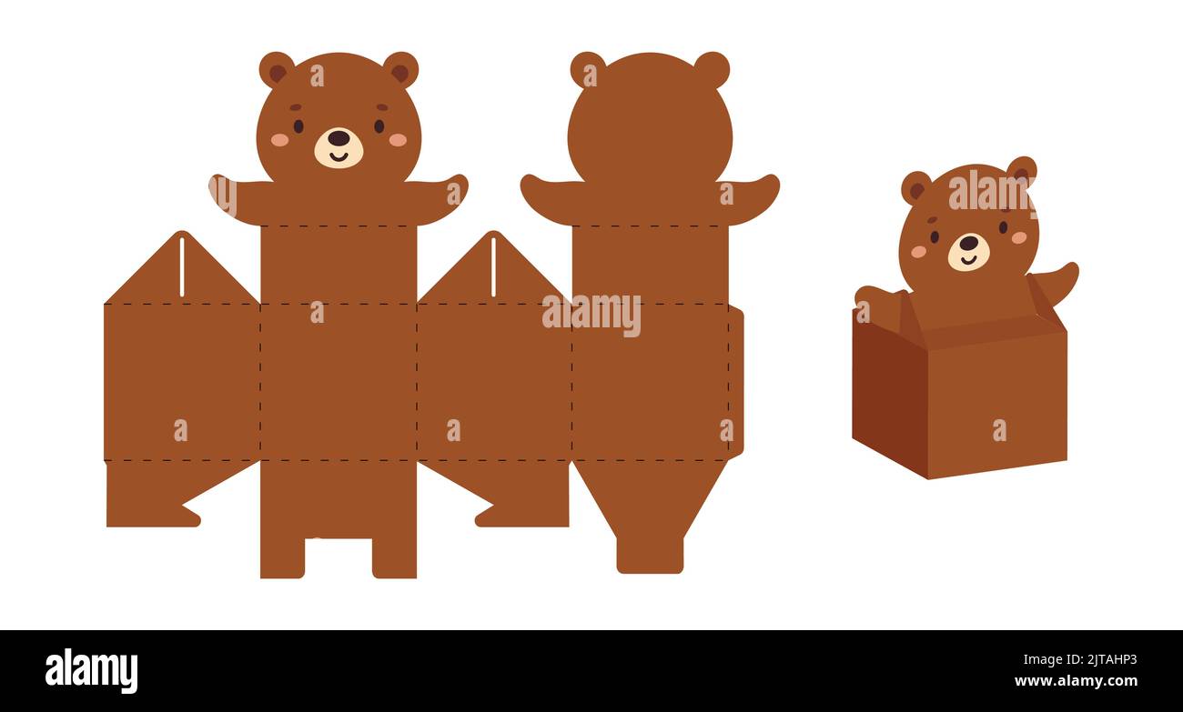 Simple packaging favor box bear design for sweets, candies, small