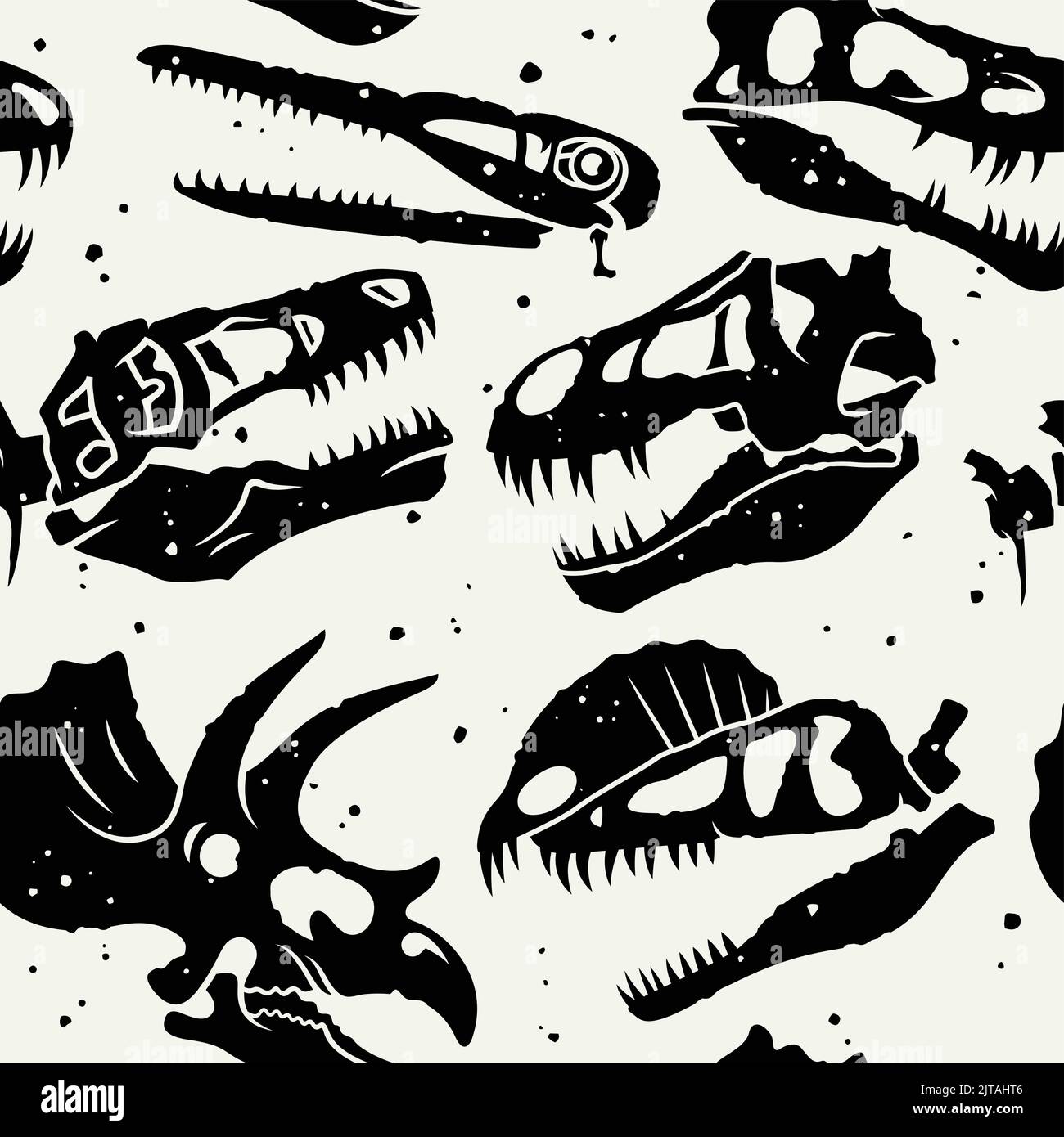 Abstract seamless pattern with dinosaur skulls Stock Vector
