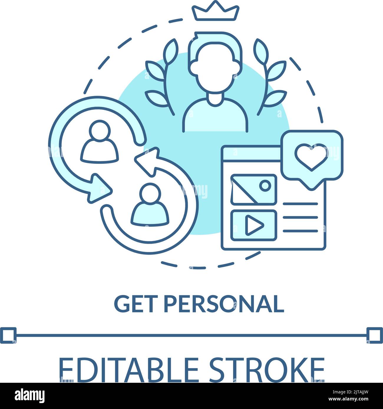 Get personal turquoise concept icon Stock Vector