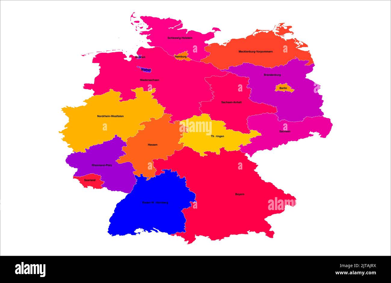 Germany States Vector map illustration on white background , administrative areas of germany Stock Vector