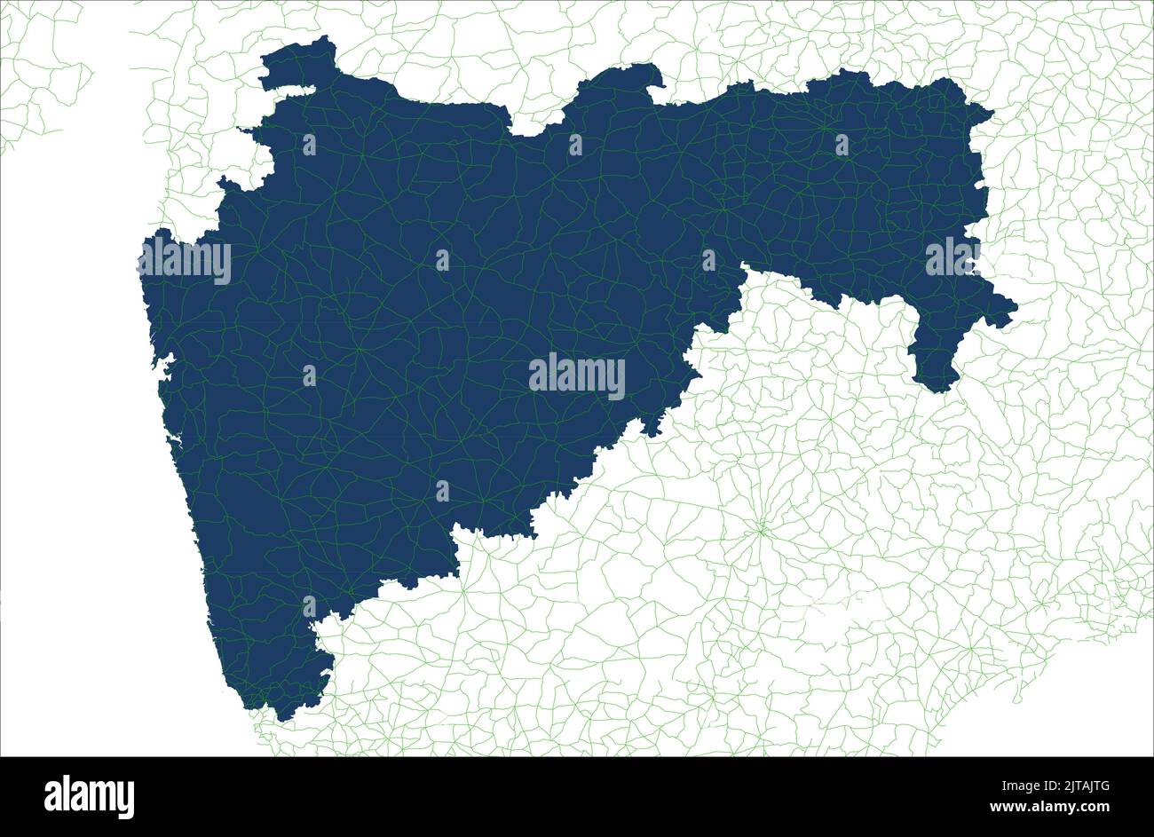 Maharastra India Road Coverage Area Vector map illustration on white background , Road area of Maharastra india Stock Vector