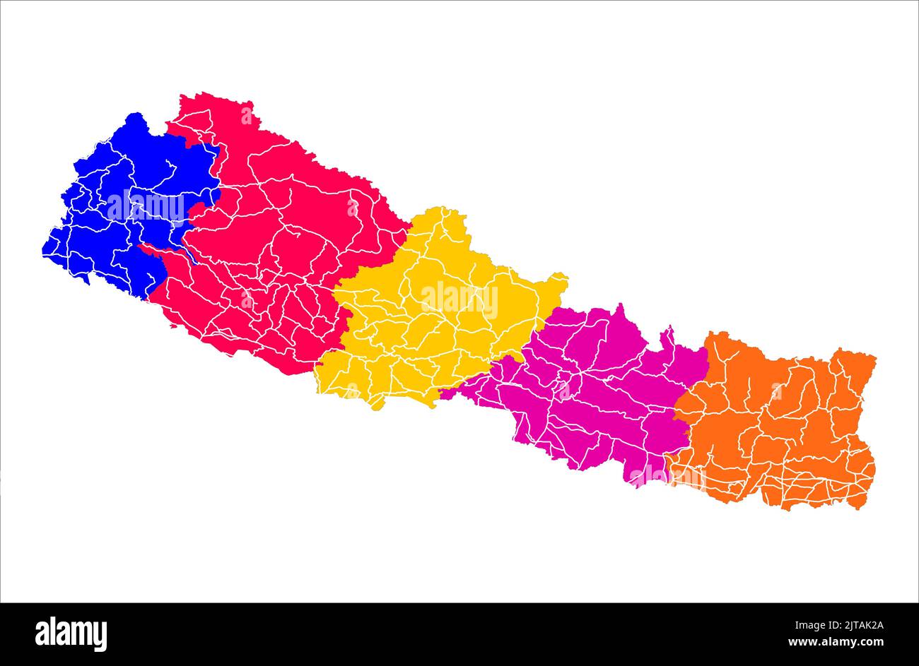 Nepal beautiful colorful vector map with road map , nepal roadway Stock Vector