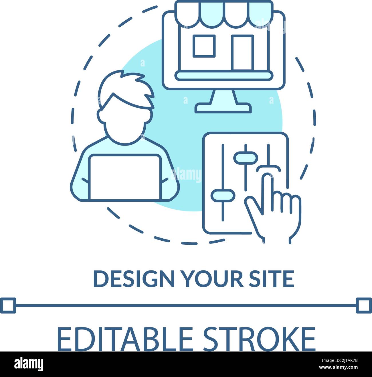 Design your site turquoise concept icon Stock Vector