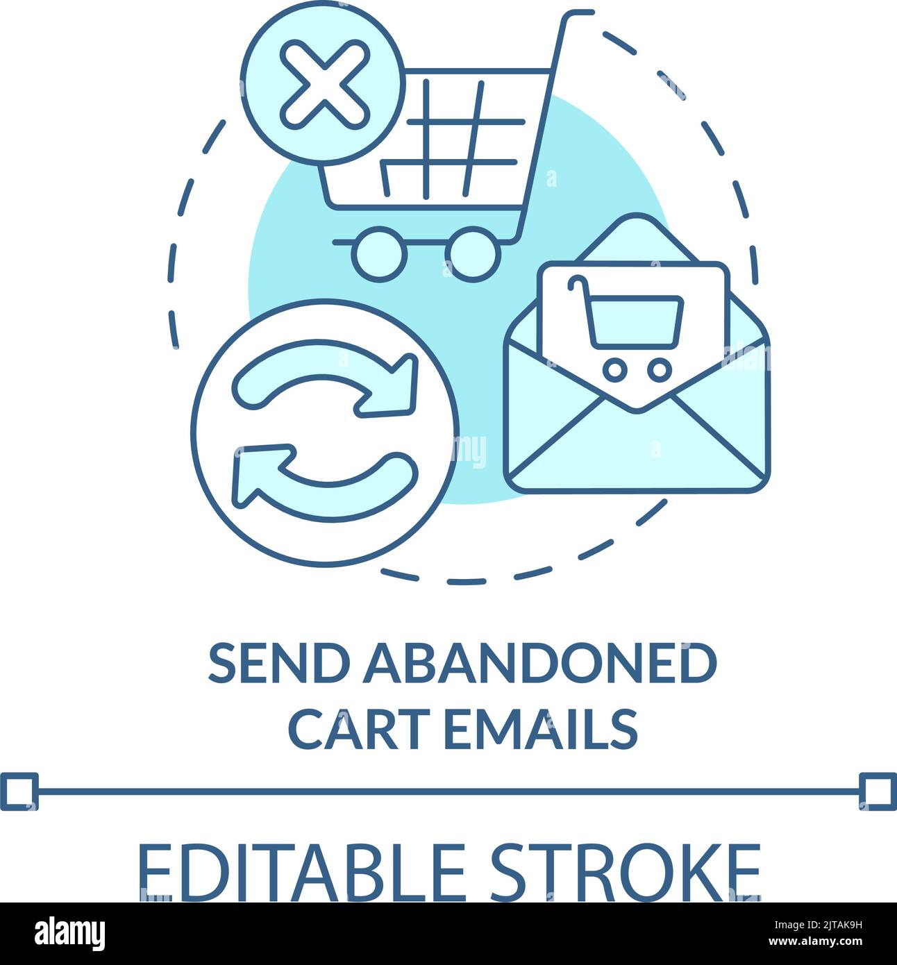 Send abandoned cart emails turquoise concept icon Stock Vector