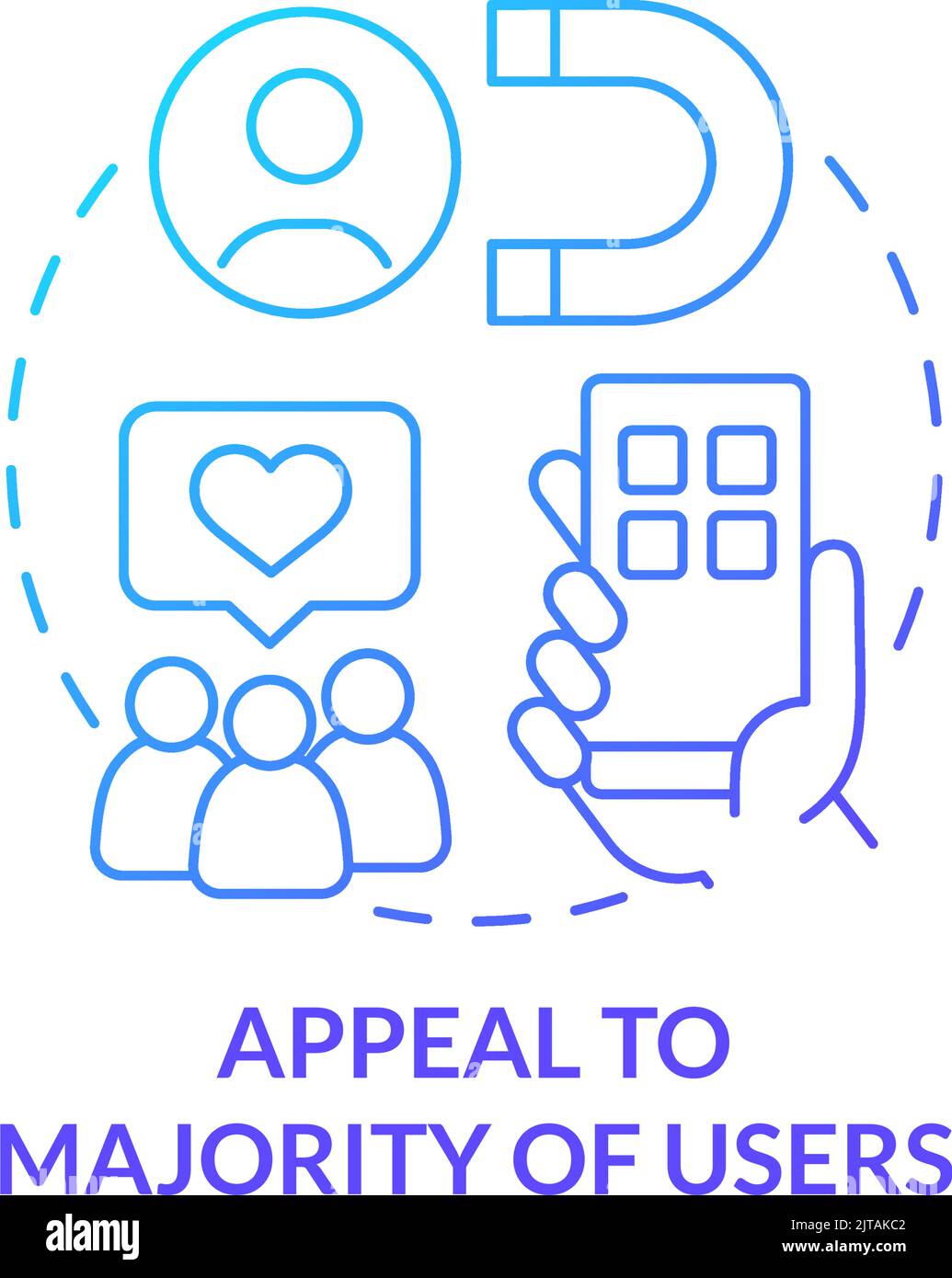 Appeal to majority of users blue gradient concept icon Stock Vector