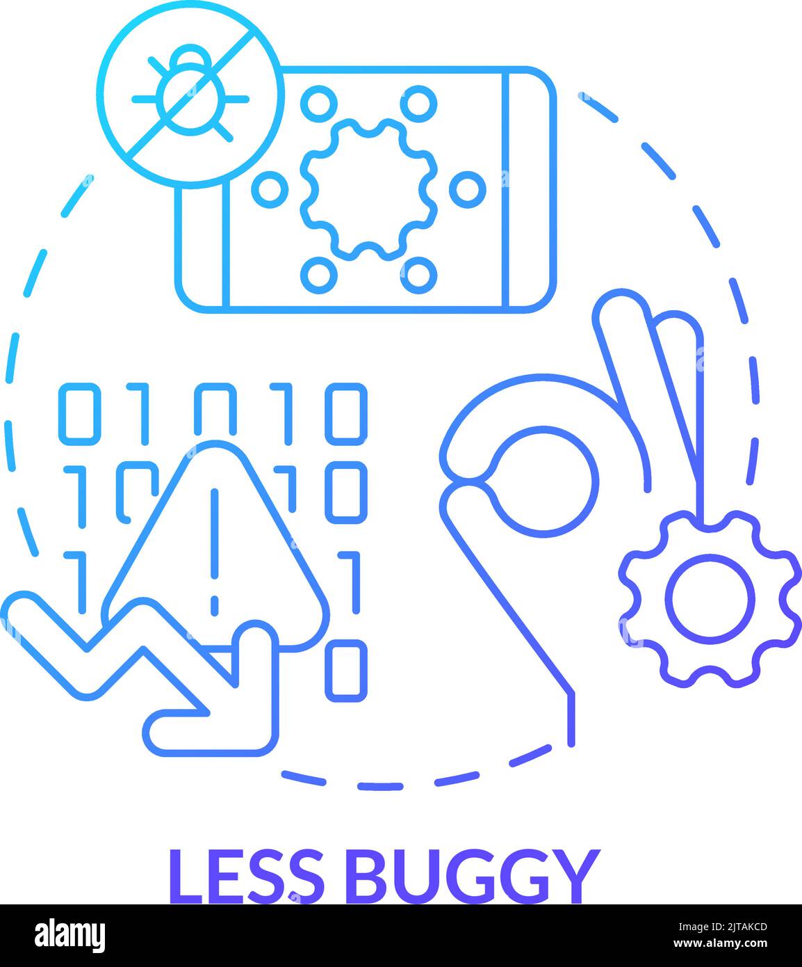 Less buggy blue gradient concept icon Stock Vector