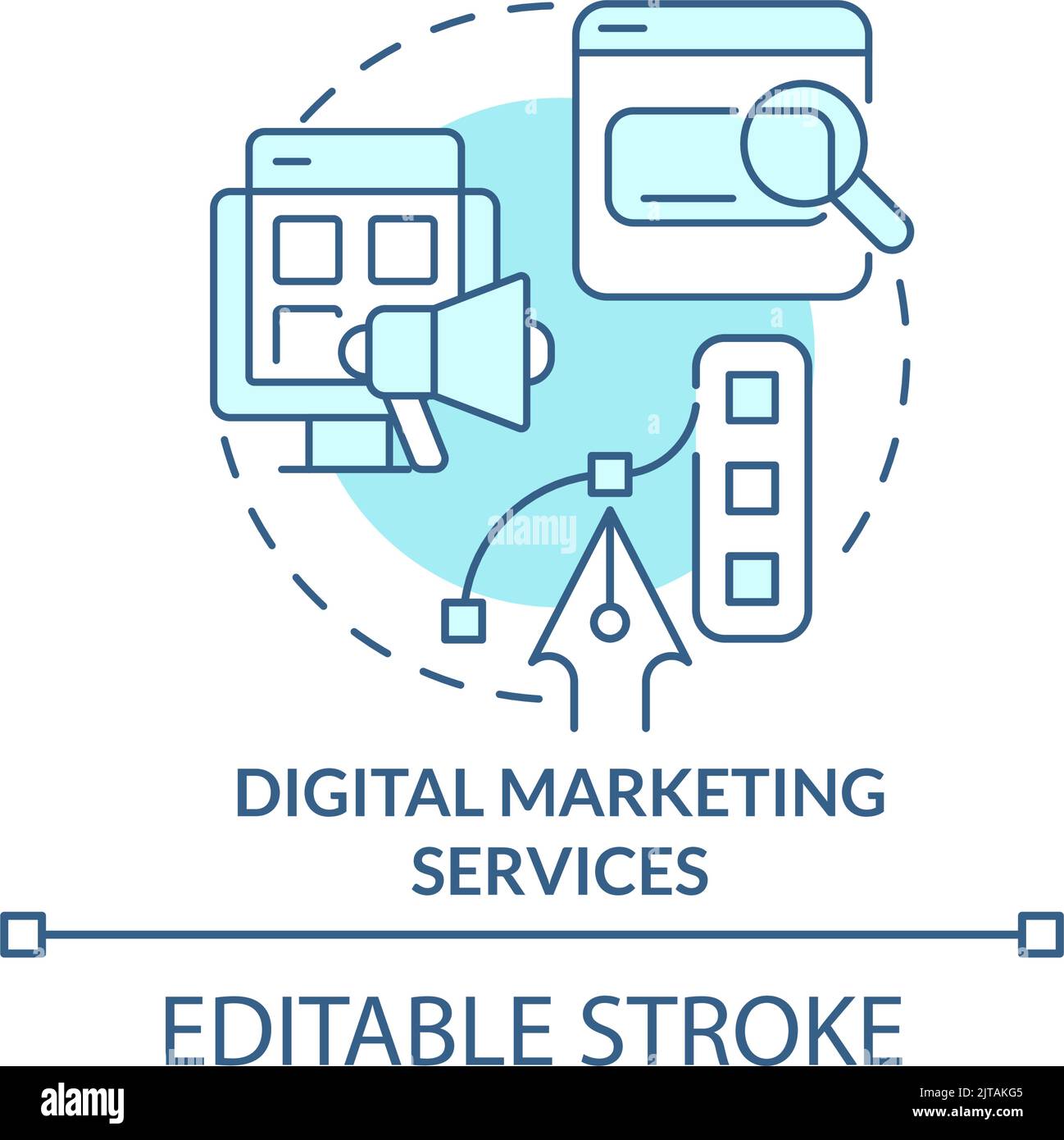 Digital marketing services turquoise concept icon Stock Vector