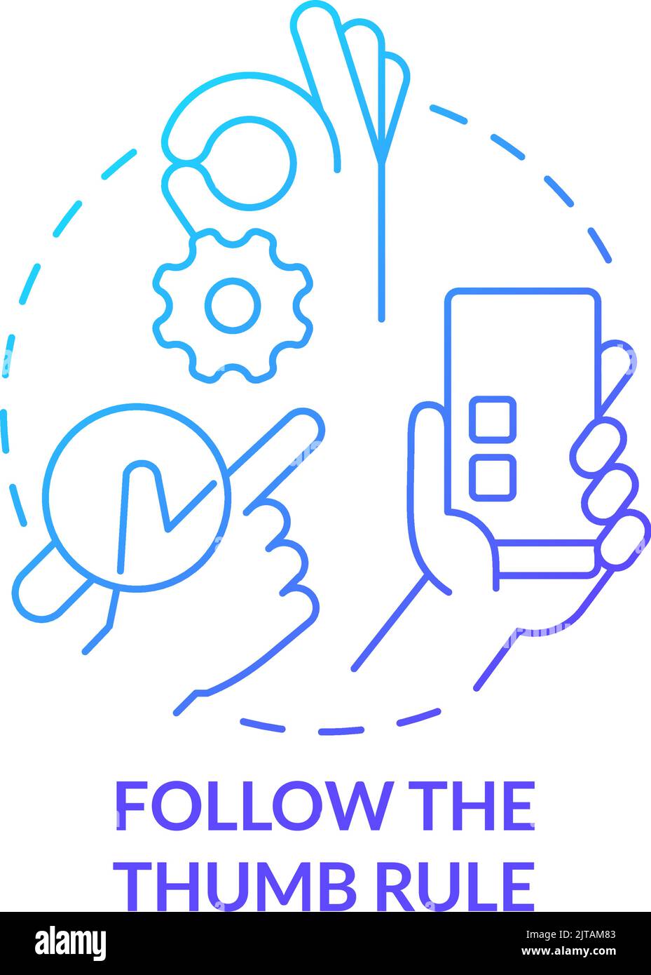 Follow thumb rule blue gradient concept icon Stock Vector Image & Art