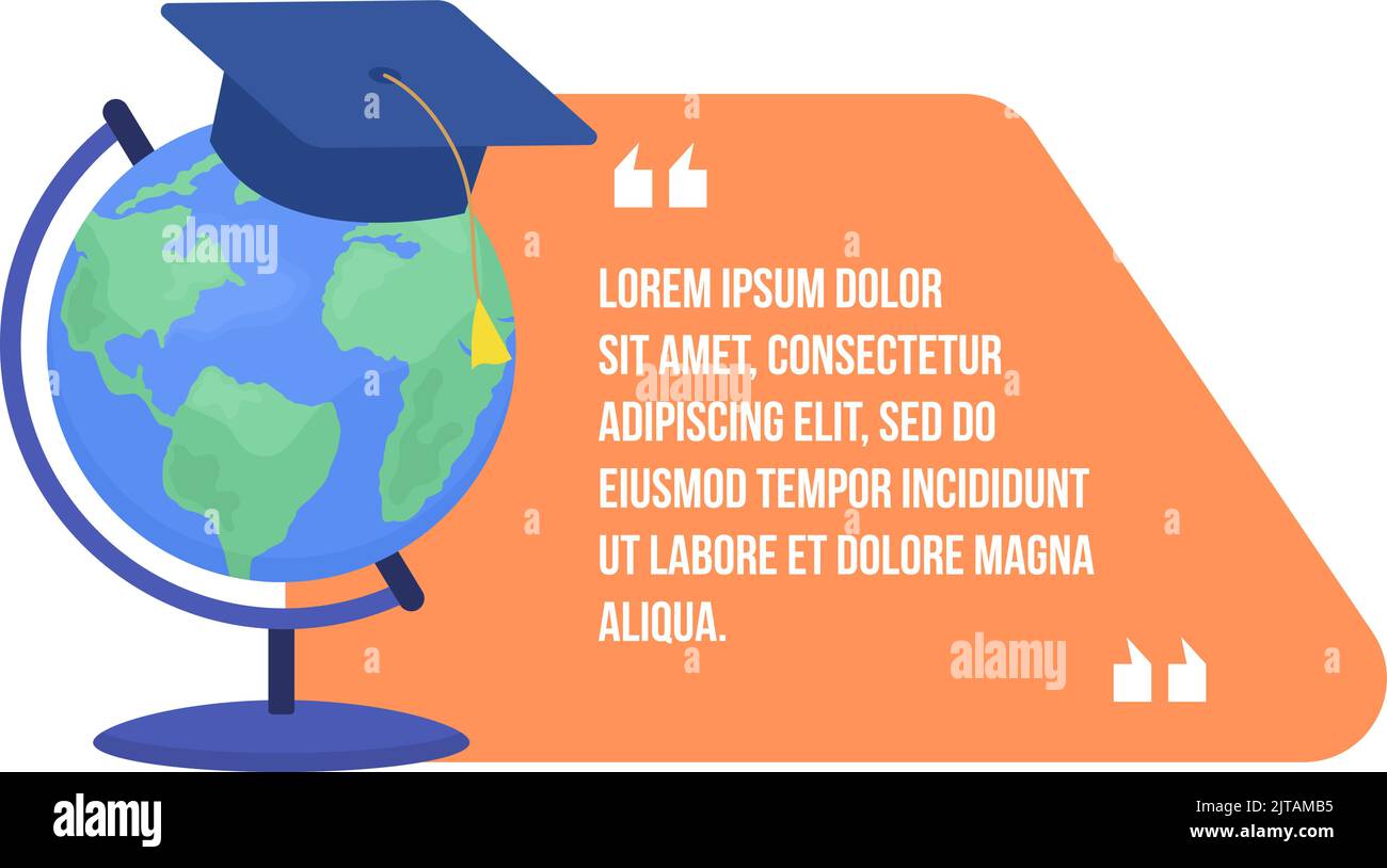 International education quote textbox with flat object Stock Vector