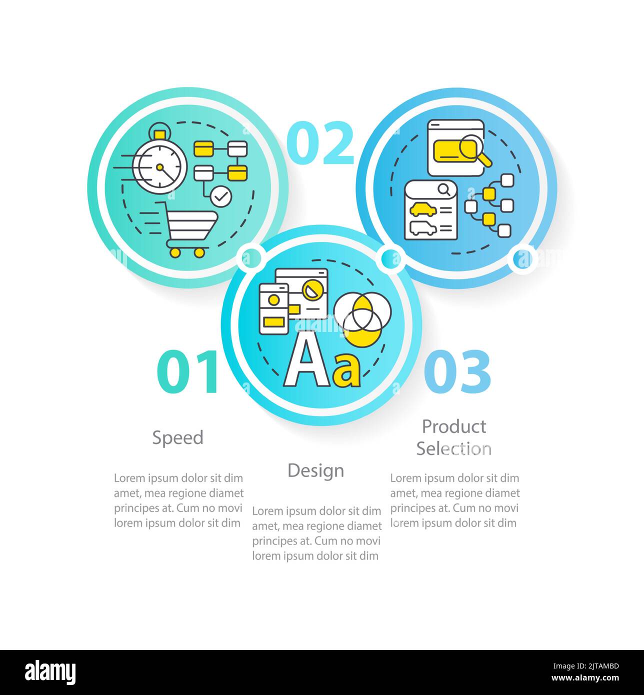 Customer requirements from ecommerce blue circle infographic template
