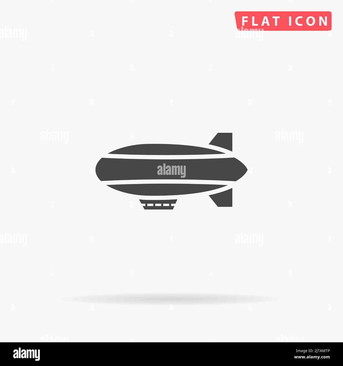 Airship flat vector icon. Hand drawn style design illustrations. Stock Vector