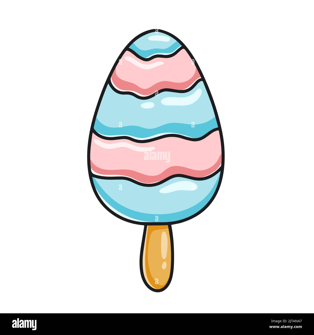 Bicolor striped ice cream on stick Stock Vector