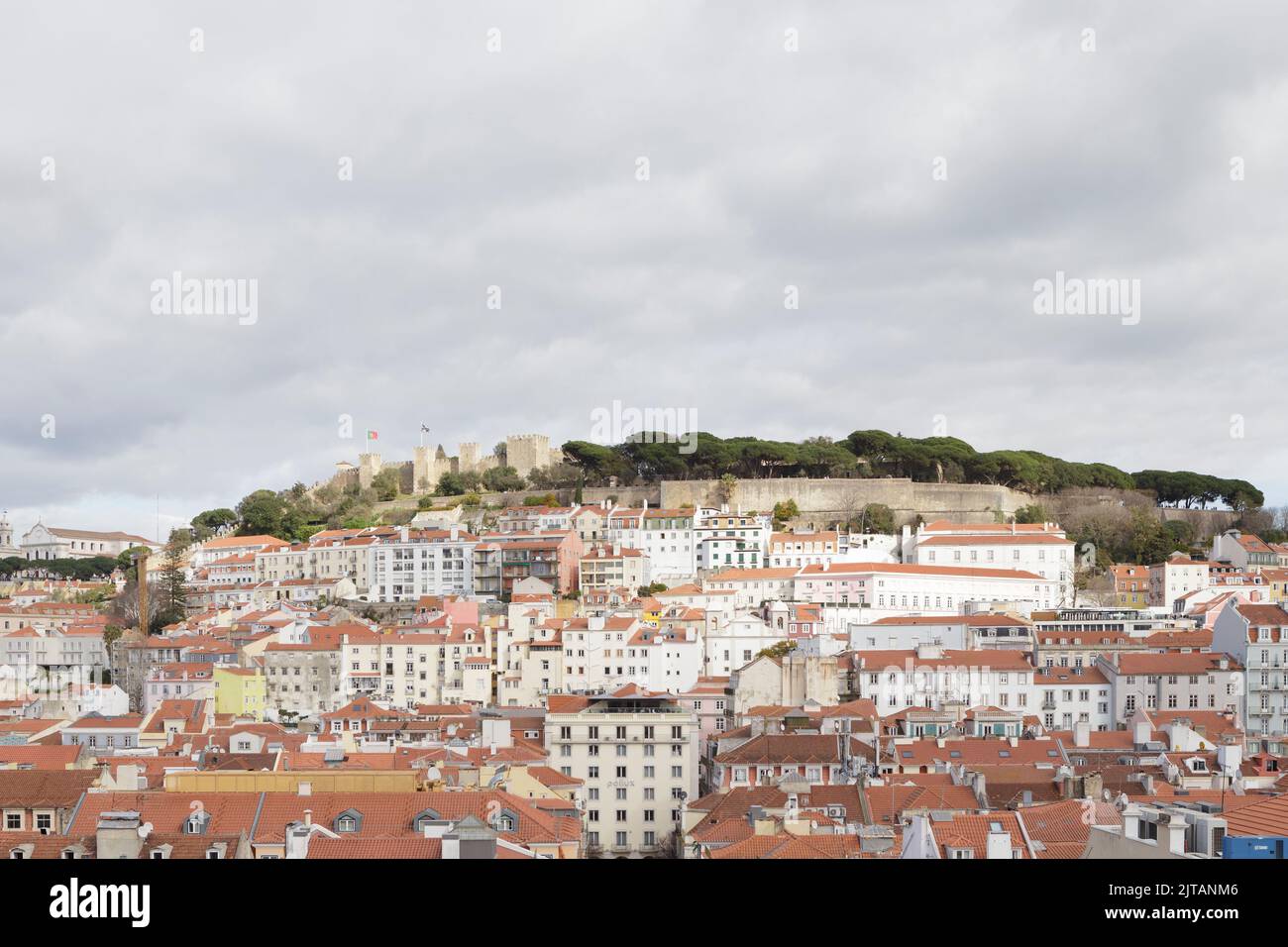 View over the Baixa district on the castle hill, Lisbon, Portugal Stock Photo