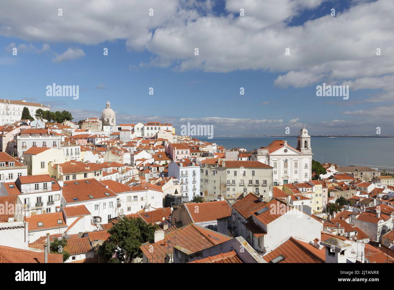 View over Santo Estevao and Santa Engracia church in the Alfama district, Lisbon, Portugal Stock Photo
