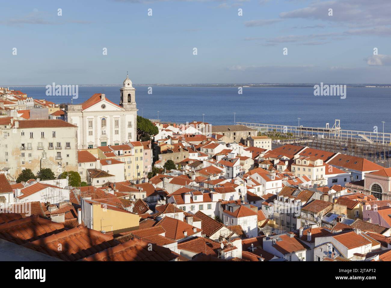 View over Santo Estevao church and Alfama district, Lisbon, Portugal Stock Photo