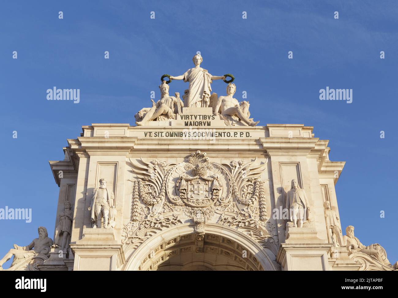 Detail of the Arco da Rua Augusta or Augusta Street Arch, Commerce Square, Praca do Comercio, Lisbon, Portugal Stock Photo
