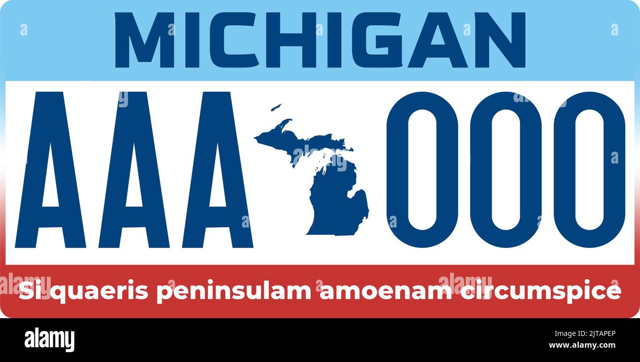 Vehicle license plates marking in Michigan in United States of America