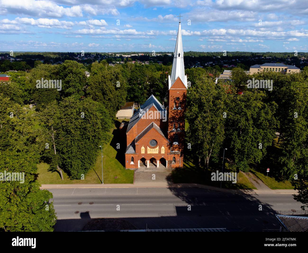 An aerial view of the Rezekne Holy Trinity Evangelical Lutheran Church Stock Photo Alamy