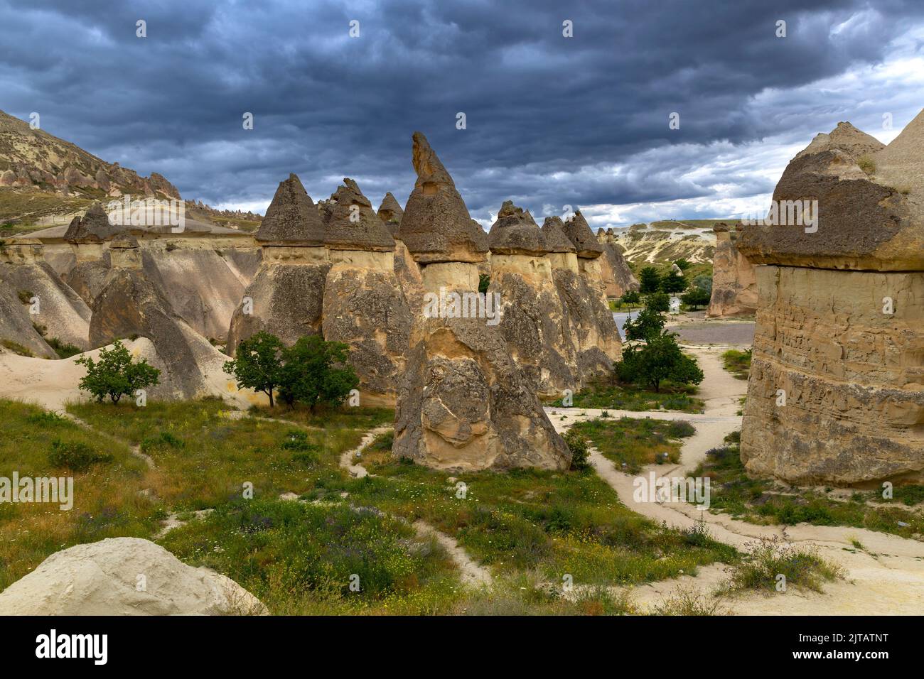 rose valley in goreme, turkey, rock formations. Stock Photo