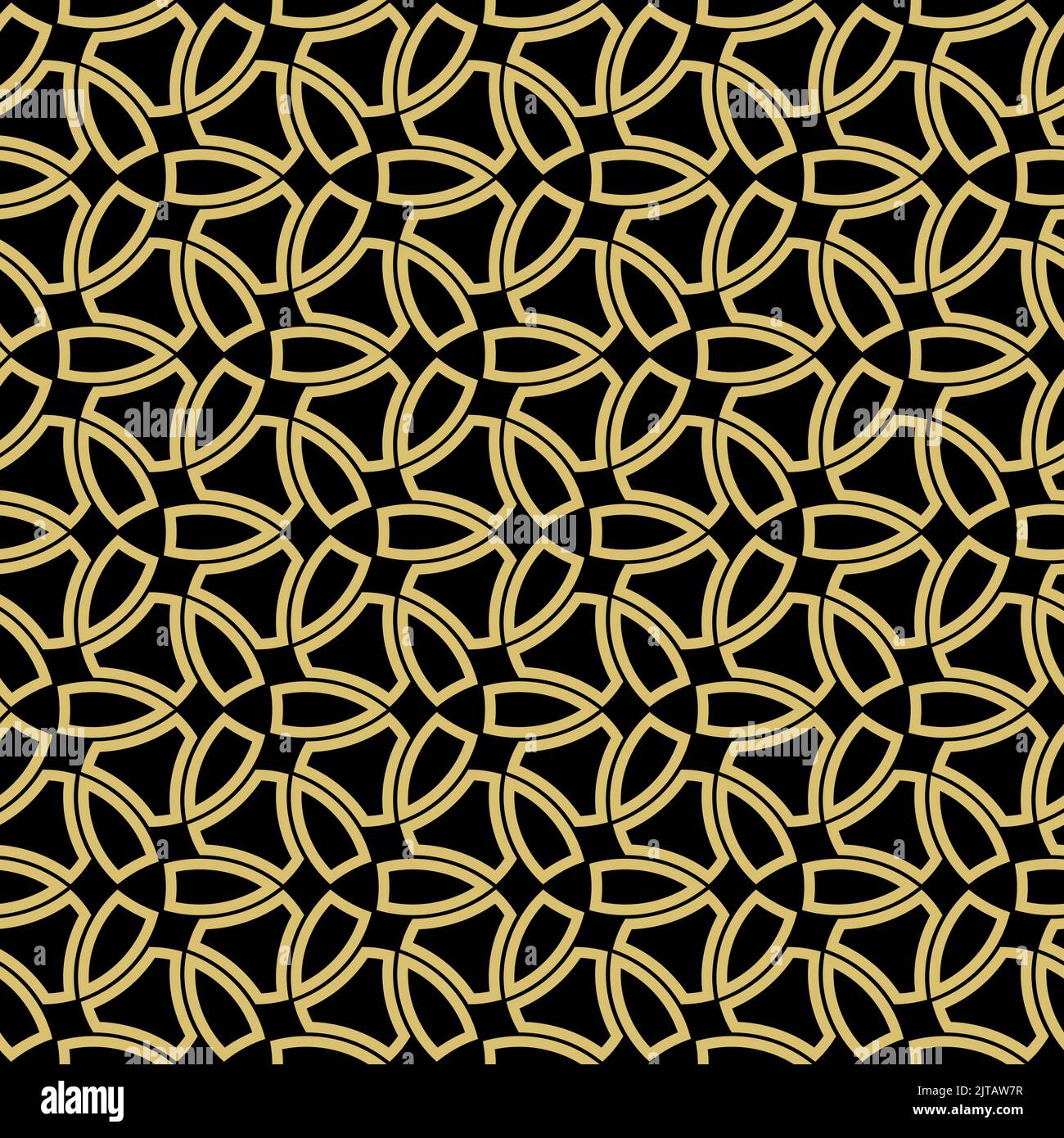 Seamless vector ornament in arabian style. Geometric black and golden ...
