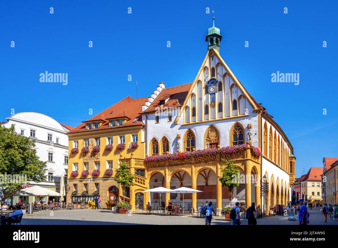 City hall and market, Amberg in der Oberpfalz, Bavaria, Germany Stock