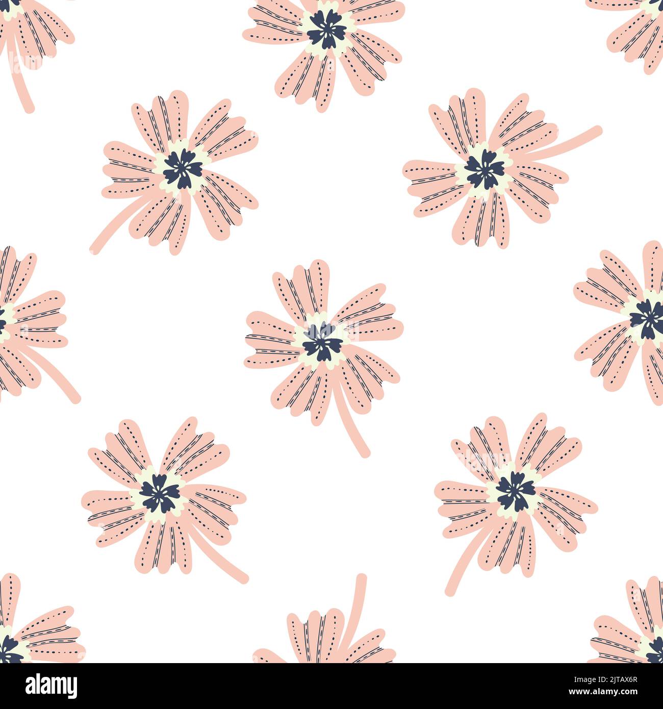 Wild meadow flower seamless vector pattern background. Modern style ...
