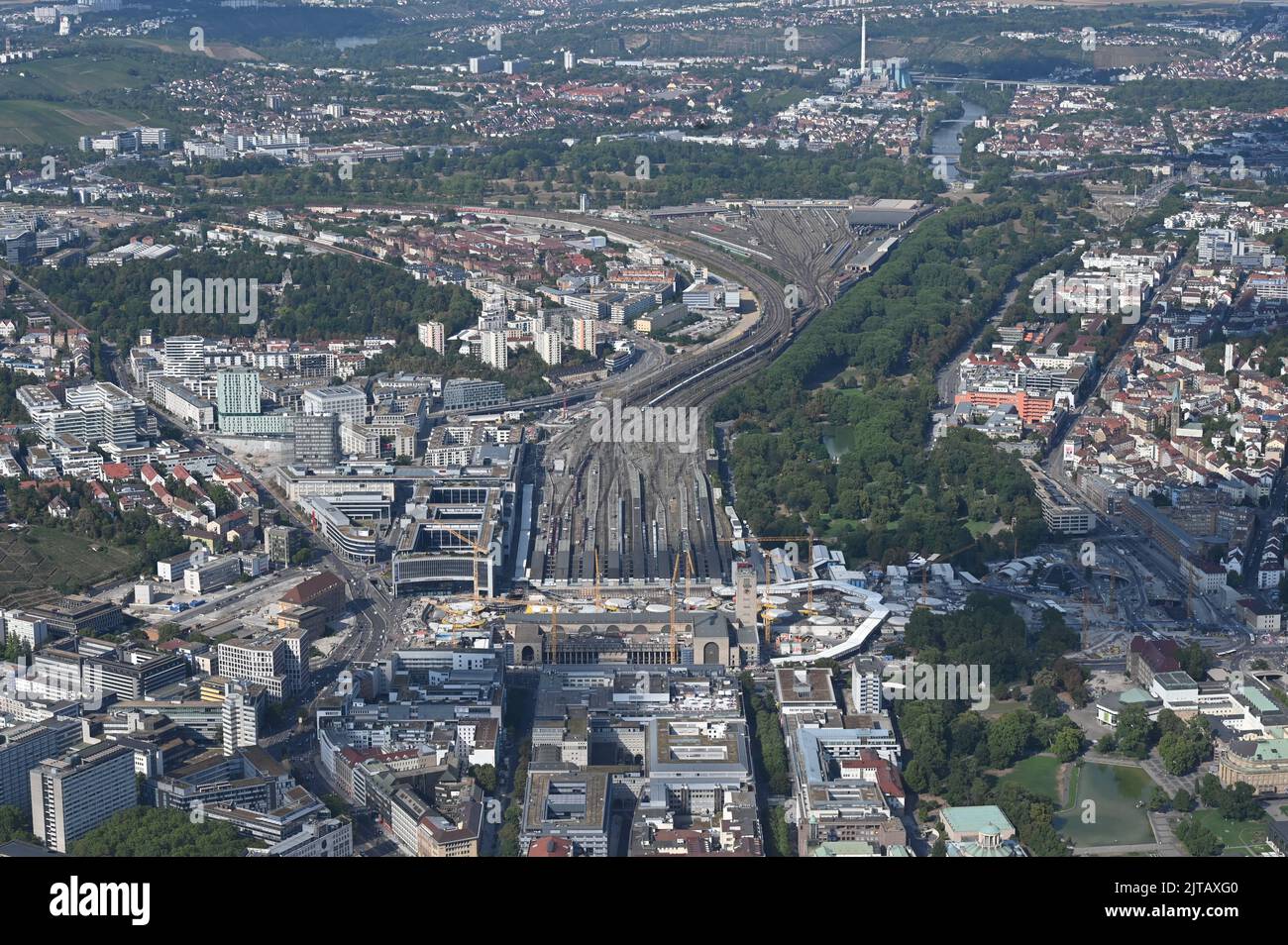 Stuttgart, Germany. 23rd Aug, 2022. Aerial view of Stuttgart city ...