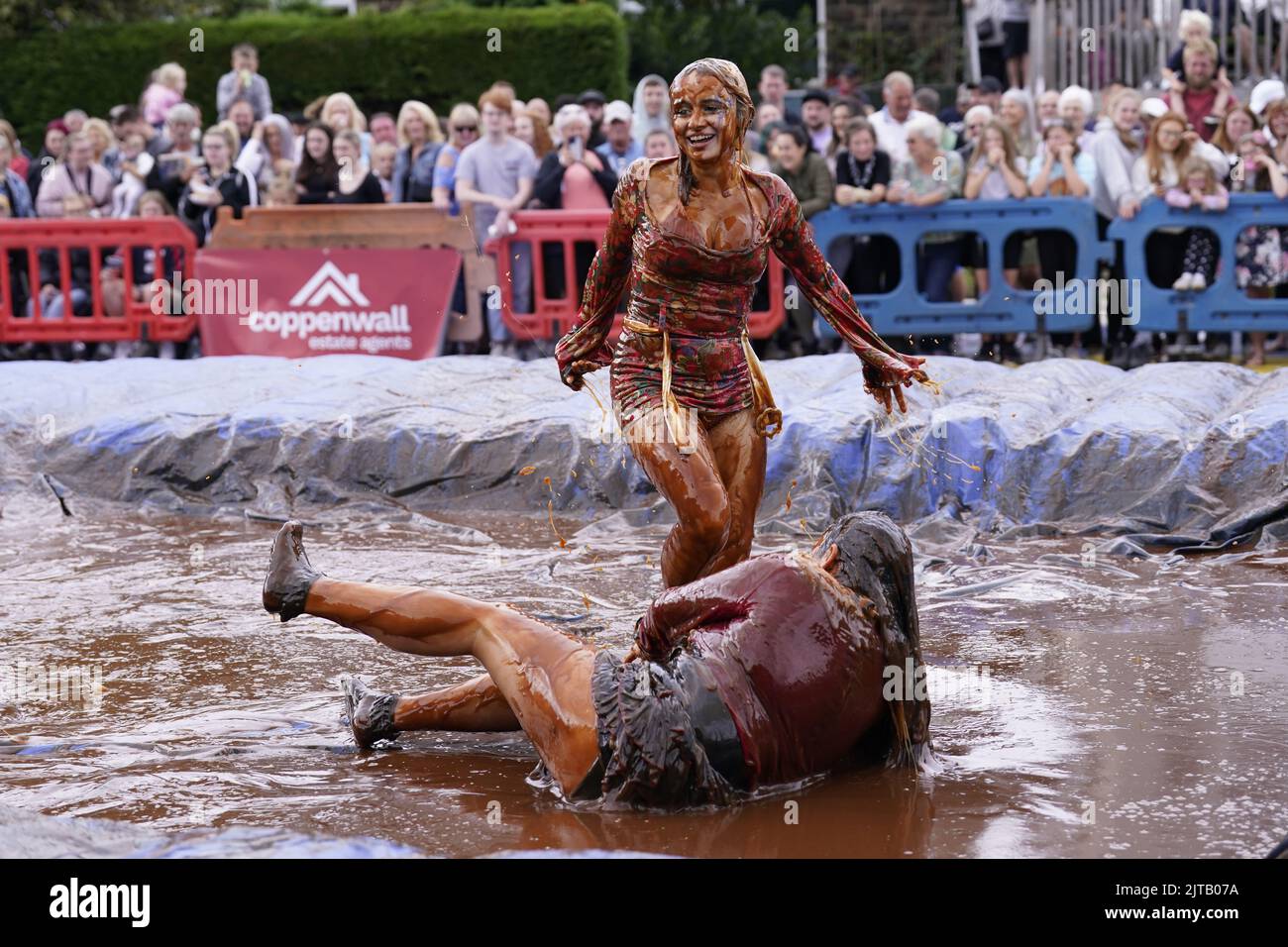 Competitors take part in the World Gravy Wrestling Championships at the