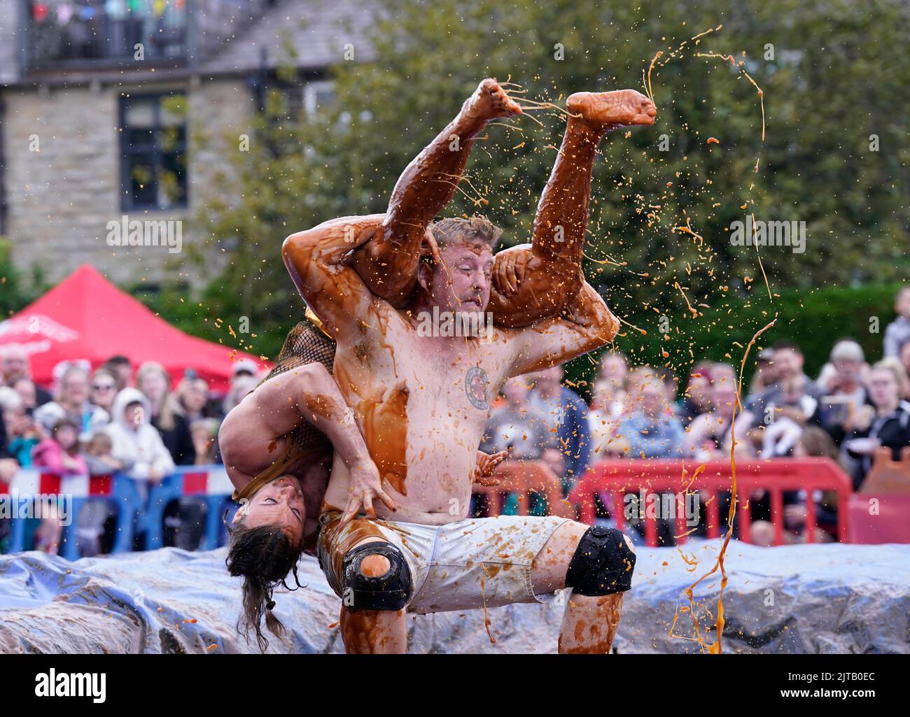 Competitors take part in the World Gravy Wrestling Championships at the