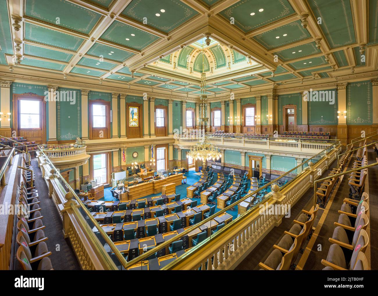 House of Representatives chamber from the gallery of the Colorado State Capitol in Denver, Colorado Stock Photo