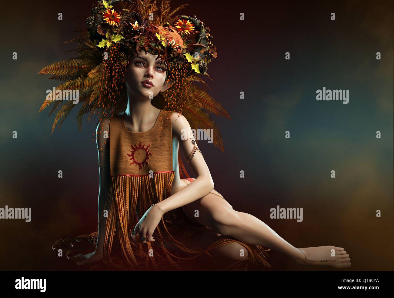 3d computer graphics of a fairy representing autumn Stock Photo