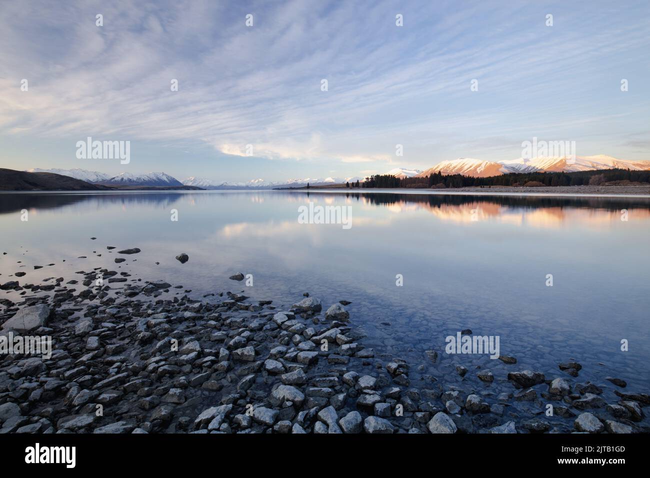Lake Tekapo Sunset Stock Photo Alamy