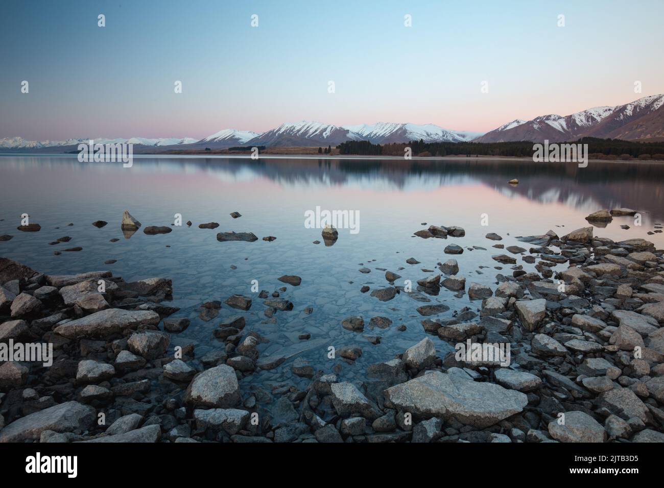 Lake Tekapo Sunset Stock Photo Alamy